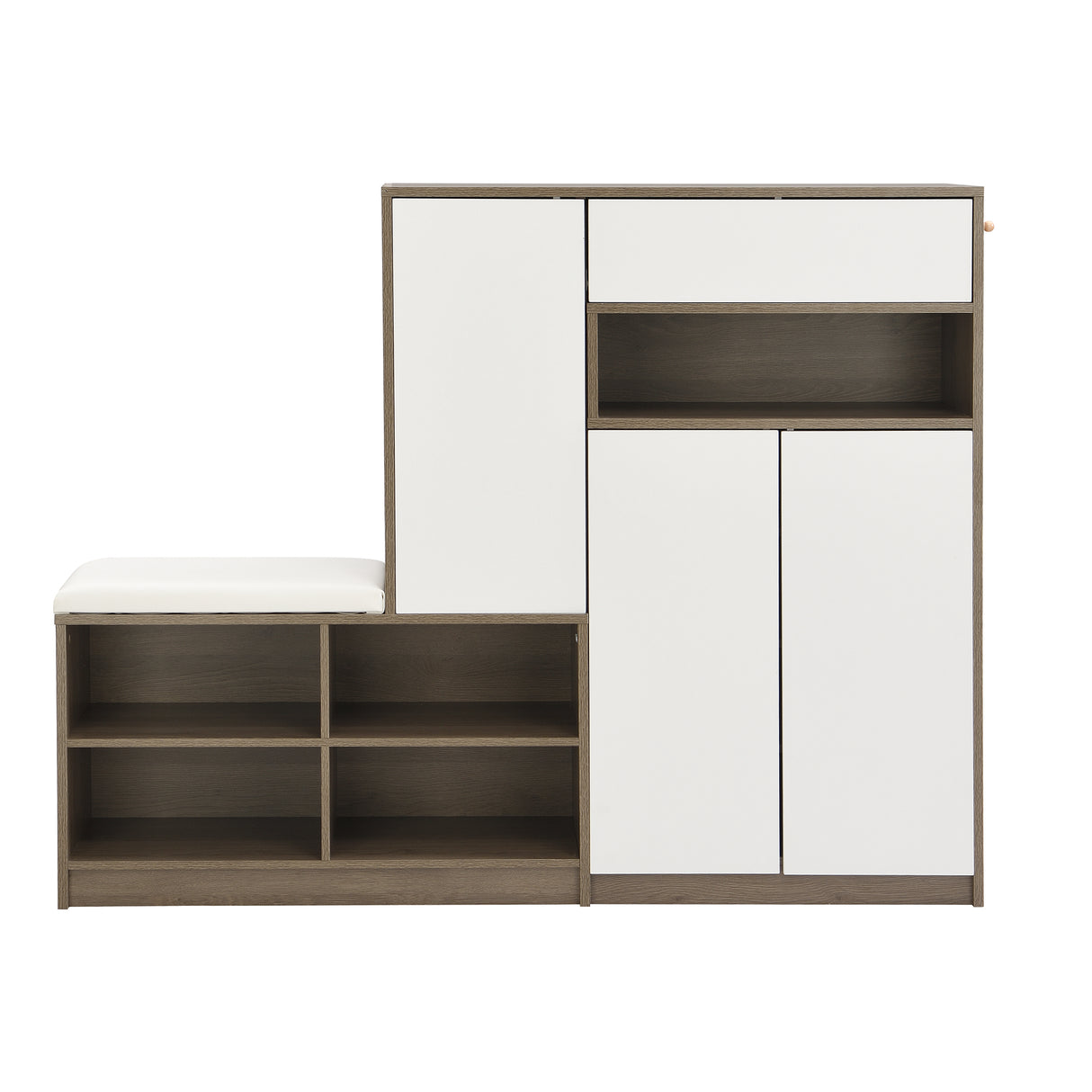 ON-TRANS 2-in-1 shoe storage platform and shoe cabinet, with soft cushioned seats and adjustable shelves, white - V.I.P Digital Presence