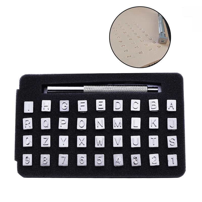 36 Pcs Steel Punch Alphabet Letter Number Leather Stamper Set 6mm Metal Punching Tools for DIY Leather Craft Making - V.I.P Digital Presence