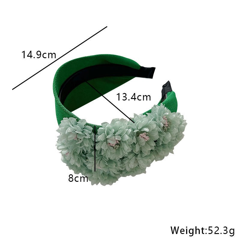 Flower series fashionable and exaggerated wide edge handmade fabric headband - V.I.P Digital Presence