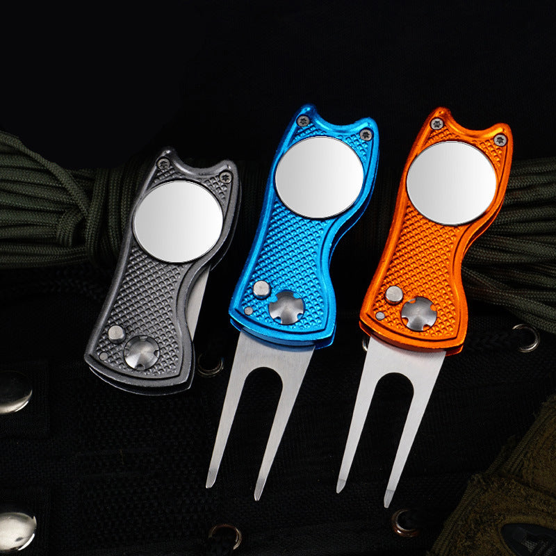 Golf Course Fork Folding Tools Metal Aluminum Handle Tools Gift Accessories Supplies