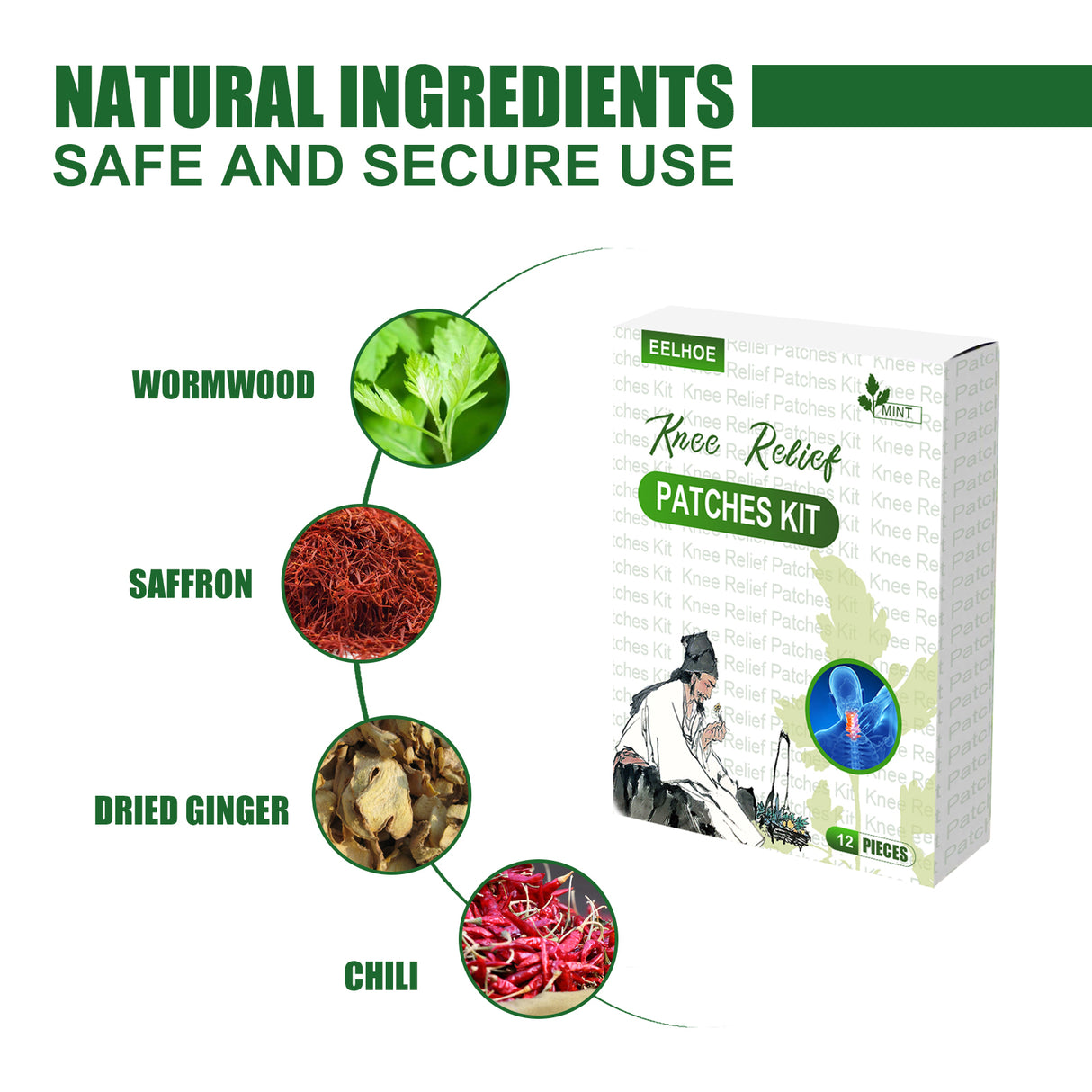 Knee Relief Patches Kit, Maintenance Knee Joint Lumbar Pain Relief Pain Plaster Wormwood Patch - V.I.P Digital Presence