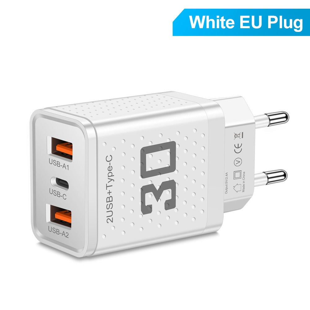 Mobile phone charger 2.4A PD+2 USB charging head Travel charging head