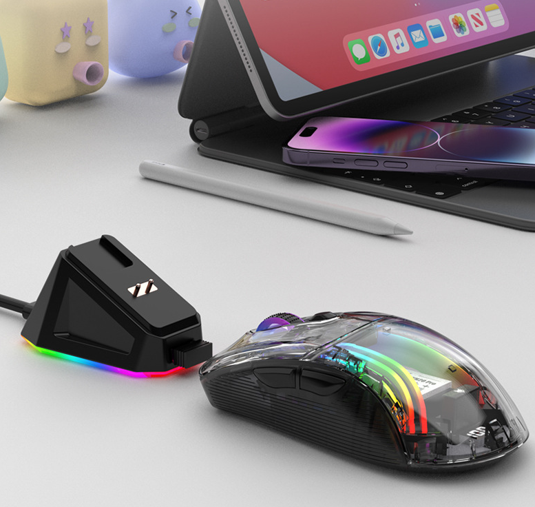 Luminous wireless Bluetooth the third mock examination transparent game mouse with screen charger - V.I.P Digital Presence