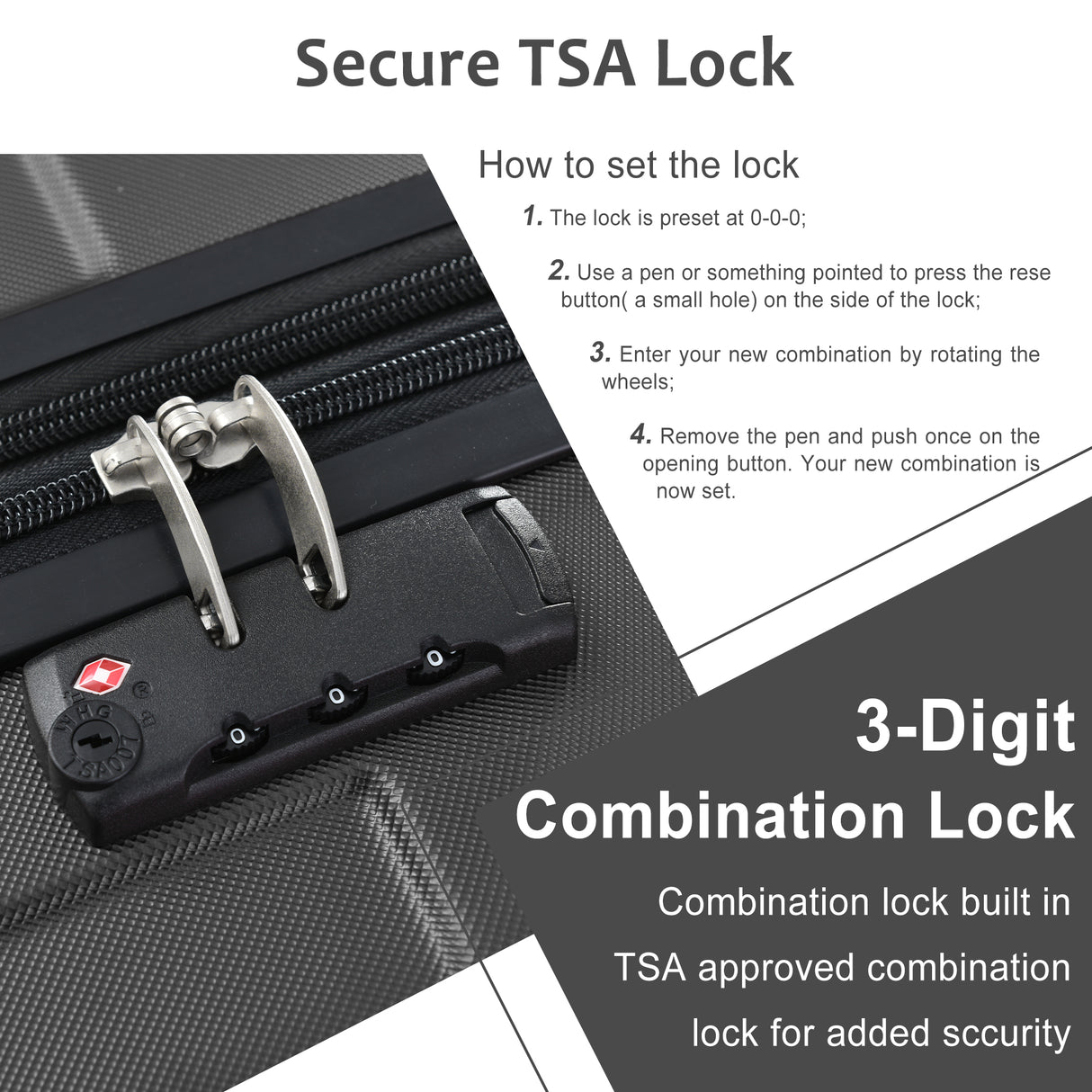 Hardshell Luggage Spinner Suitcase with TSA Lock Lightweight 20'' (Single Luggage) Black + ABS + 20 Inch Carry On