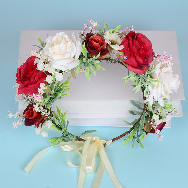 Flower garland headwear Hawaiian flower girl beautiful super fairy bride rose ring accessory - V.I.P Digital Presence