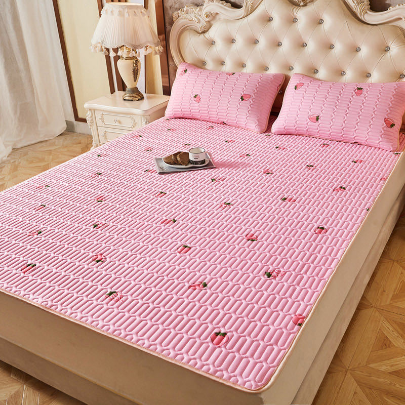 Summer Bed Sheet Ice Silk Mat Soft and Comfortable Latex Mattress Bedding Three-piece Breathable Mat for Comfortable Sleep