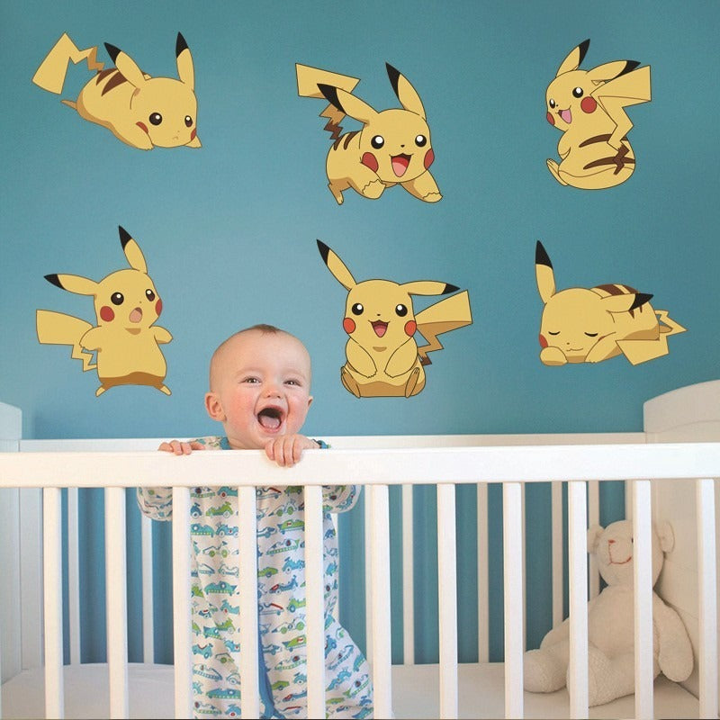 New 3D Pikachu Wall Sticker Pok é mon Wallpaper Self adhesive Cartoon Graffiti Anime Poster Children's Room PVC - V.I.P Digital Presence