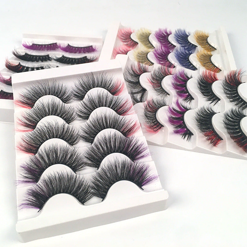 Colorful Fried 5 Pairs Of False Eyelashes Multi-Layer Thick Cross Mink Hair Eyelashes 8D FLUFFY - V.I.P Digital Presence