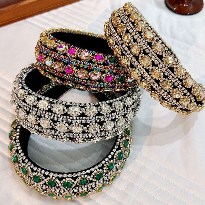 Heavy craftsmanship Baroque crystal headband with retro glass inlaid diamond hair accessories - V.I.P Digital Presence