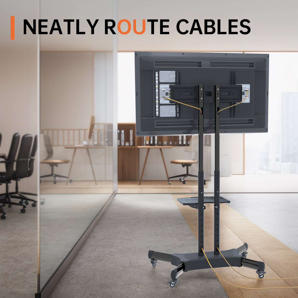 FANCO Universal Rotating TV Stand, suitable for 32-80 inch TVs, with adjustable tilt height and maximum VESA 600x400mm (black) - V.I.P Digital Presence