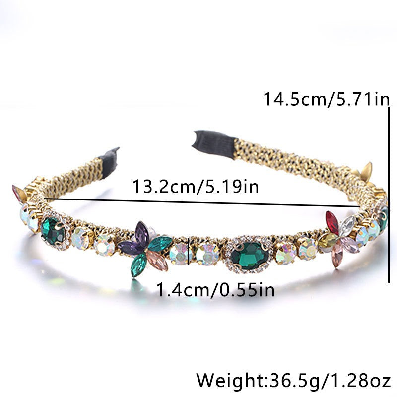 Crystal flower set with colorful glass diamond fine edge hair hoop - V.I.P Digital Presence