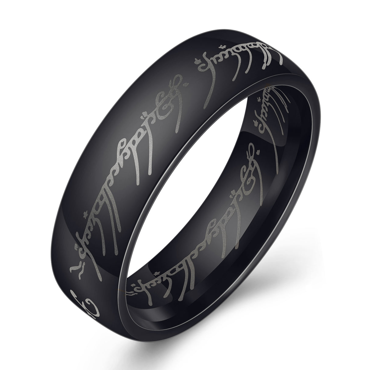 European and American movie peripheral laser Arabic font ring The Lord of the Rings stainless steel 6MM ring personality - V.I.P Digital Presence