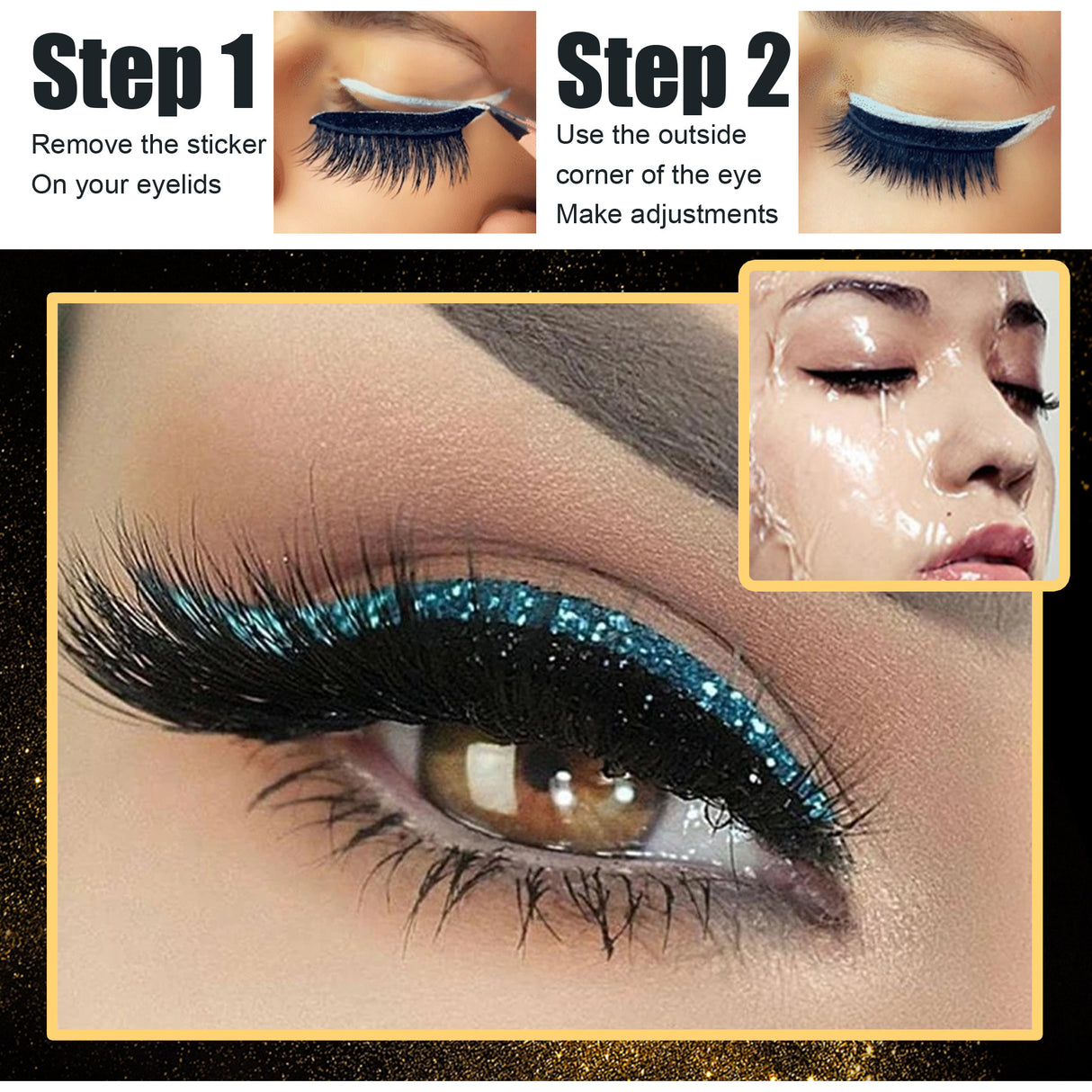New Glitter Self-Adhesive Eyeliner Eyeshadow Sticker Double Eyelid False Eyelashes Waterproof Party Eye Makeup Sticker - V.I.P Digital Presence