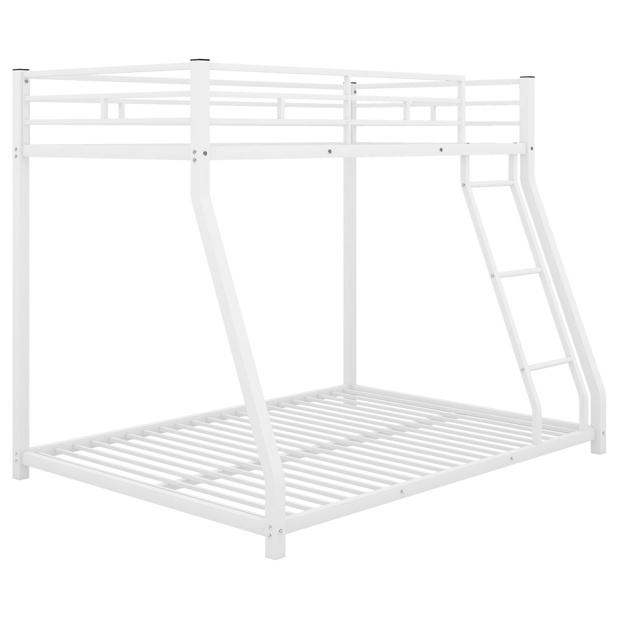 Metal Floor Bunk Bed Twin over Full White