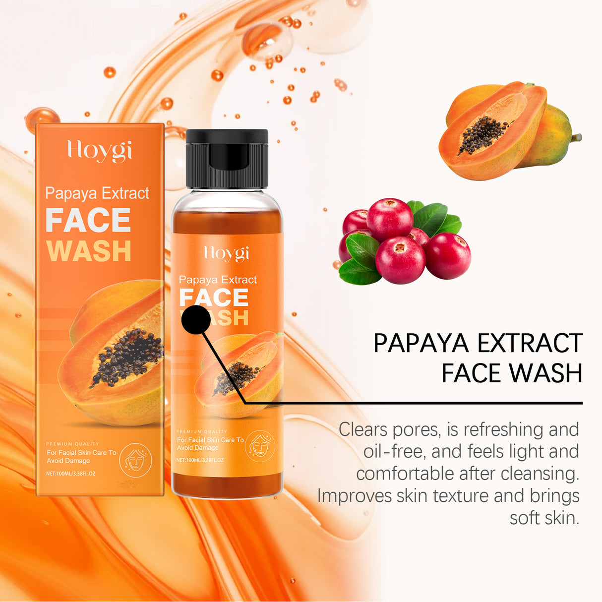 Papaya Face Wash Gentle Cleanser Not Tight Moisturizing Hydrating Moisturizing Skin Tender Skin Care Face Wash