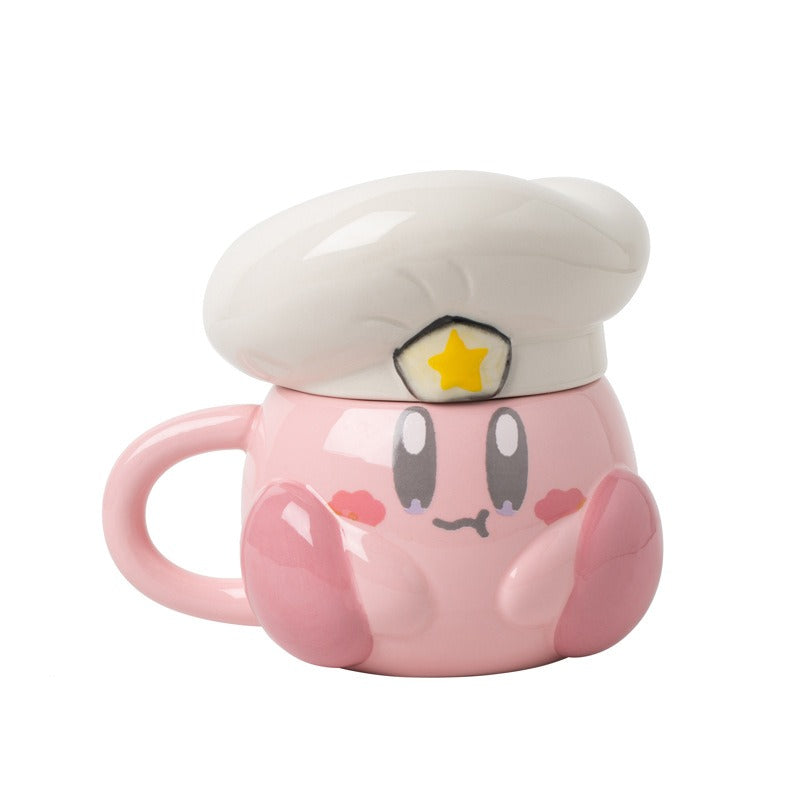 Madou Cute Pink Cartoon Chef Star Mug Cabbie Chef Hat Star Ceramic Cup Cartoon Navy Hat Star Coffee Mug With Lid Ceramic Mugs - V.I.P Digital Presence