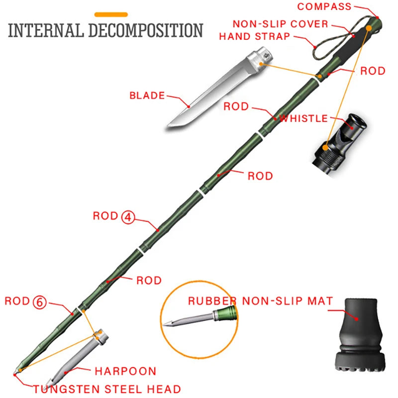 Outdoor defense Tactical stick Alpenstock Hiking Camping equipment Multifunctional folding tools Walking Sticks - V.I.P Digital Presence