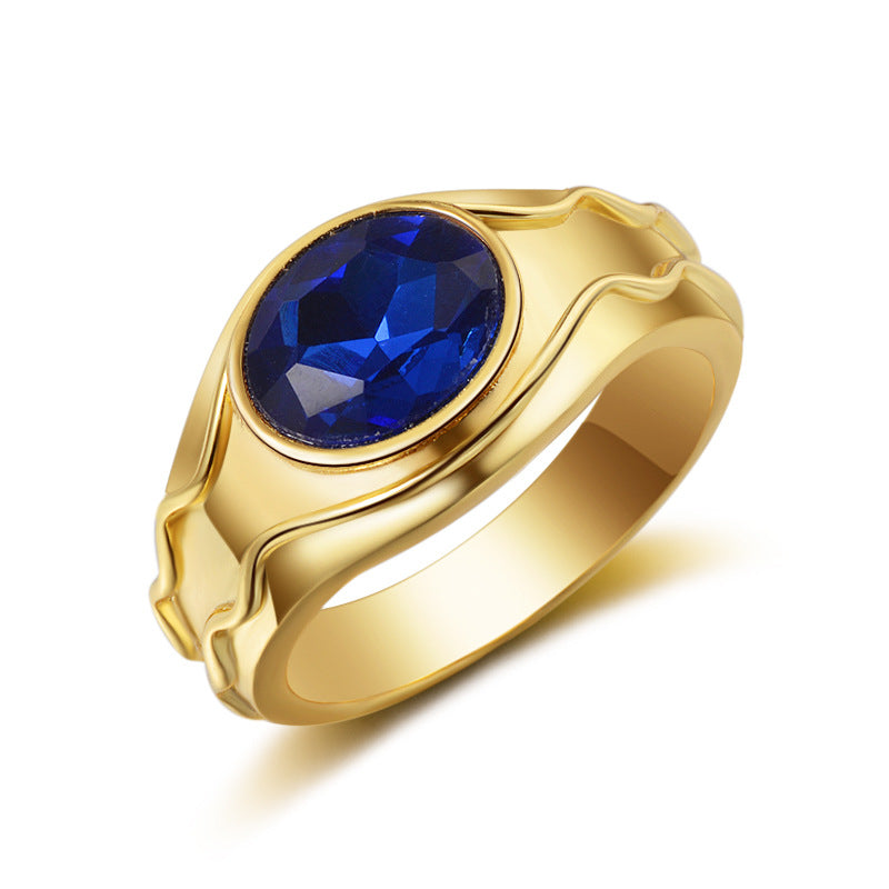 Simple and elegant men's ring plated with platinum, gold, and artificial gemstones - V.I.P Digital Presence