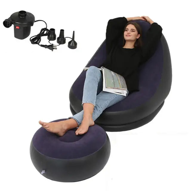 Inflatable Air Mattress Lazy Sofa Deck Chair Comfortable Leg Stool Rest Single Beanbag for home and Outdoor Use - V.I.P Digital Presence