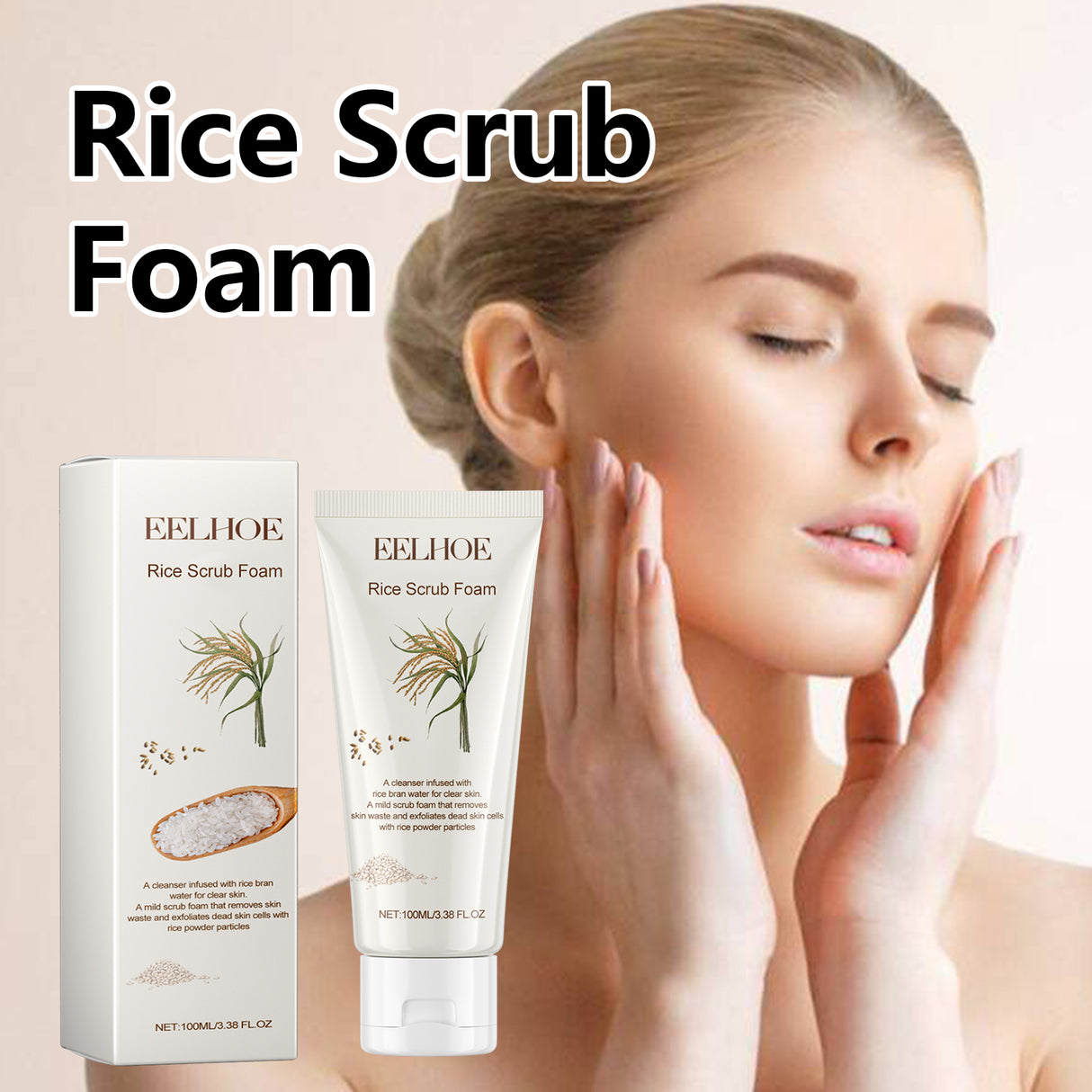Rice Scrub Foam, Deeply Clean Firming Pores Repair Facial Dull Skin Shine White Face - V.I.P Digital Presence