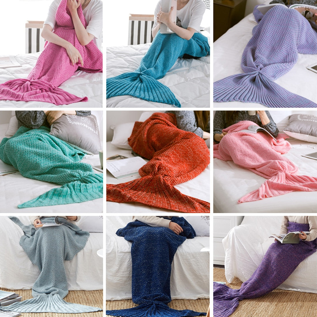 Mermaid Tail Blanket Handmade Knitted Sleeping Bag For Home TV Sofa Bed Mermaid Tail Blanket sute for Kids Adult Baby