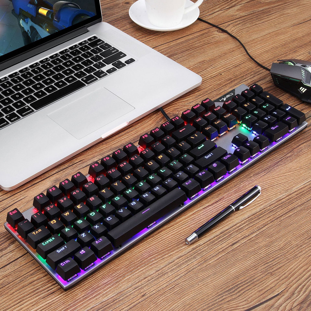Personalized mechanical keyboard RGB luminous esports game keyboard wired blue axis full 104 key keyboard - V.I.P Digital Presence