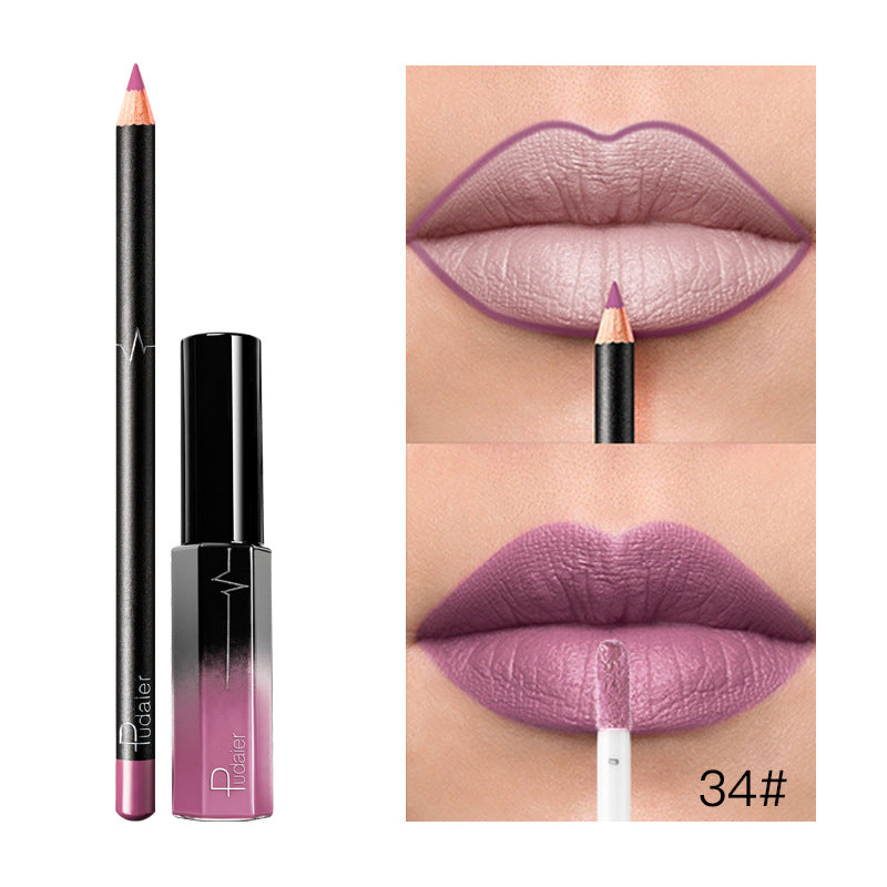 Pudaier 36 Color Matte Lip Gloss Lip Liner Matte Matte Lip Glaze Lipstick Pencil - V.I.P Digital Presence