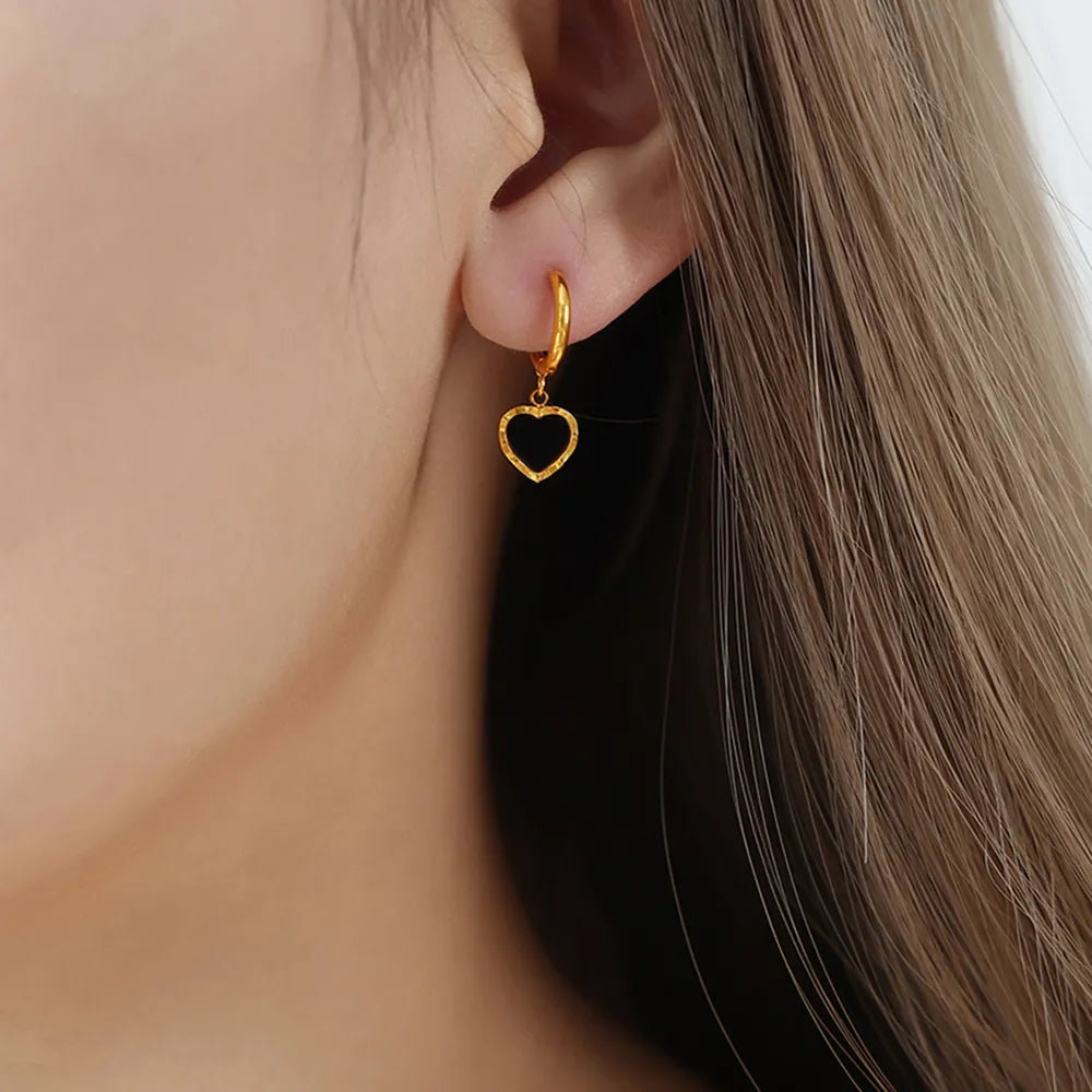 18K Gold-Plated Heart Drop Earrings - V.I.P Digital Presence