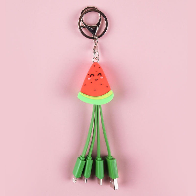 Summer cartoon charging cable refreshing fruit watermelon smiling face keychain data cable creative mobile fast charging cable - V.I.P Digital Presence