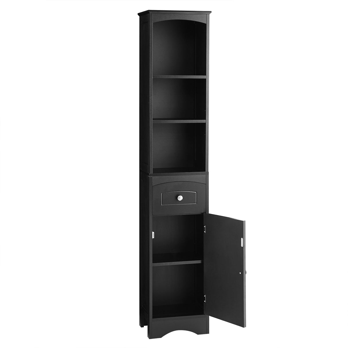 Tall Bathroom Cabinet, Freestanding Storage Cabinet with Drawer, MDF Board, Adjustable Shelf, Black - V.I.P Digital Presence