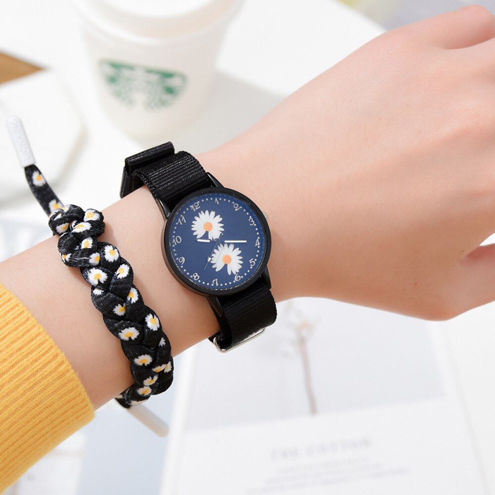 Fashion Daisy Flowers Nylon Band Watches For Women Casual Analog Quartz Wristwatches Women Watches Ladies Clock Relogio Feminino - V.I.P Digital Presence