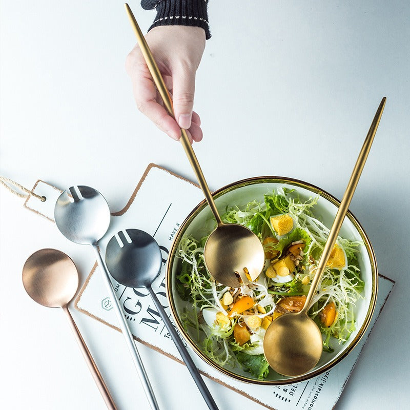 304 stainless steel salad spoon fork ins style Portuguese split spoon fork hotel shared spoon - V.I.P Digital Presence