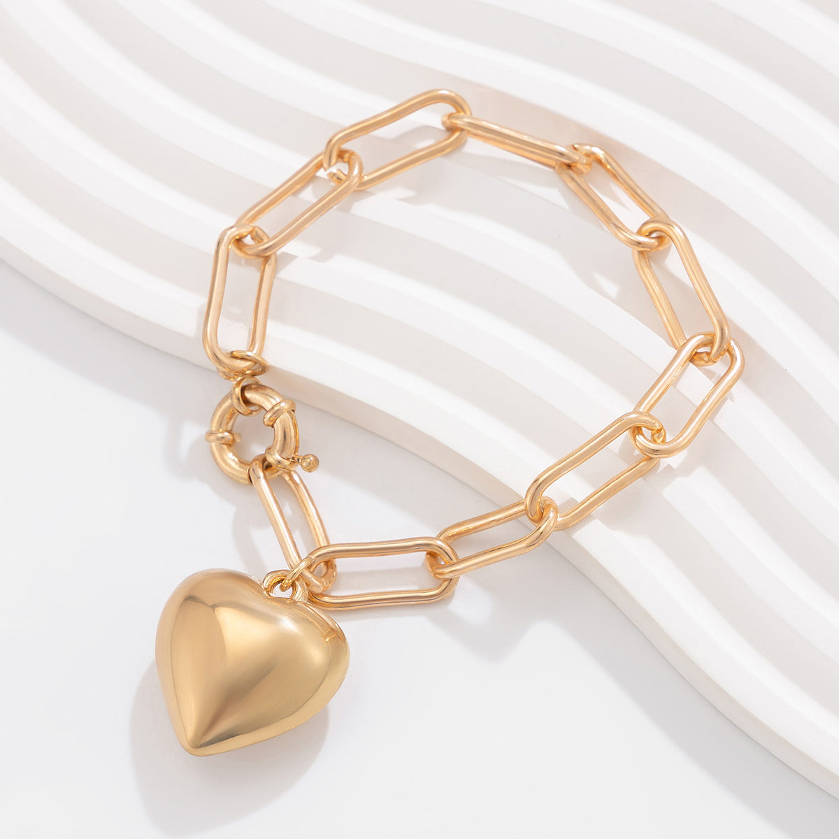 Ins Simple and Versatile Big Peach Heart Bracelet Personalized Heart shaped Iron Chain Bracelet for Women - V.I.P Digital Presence