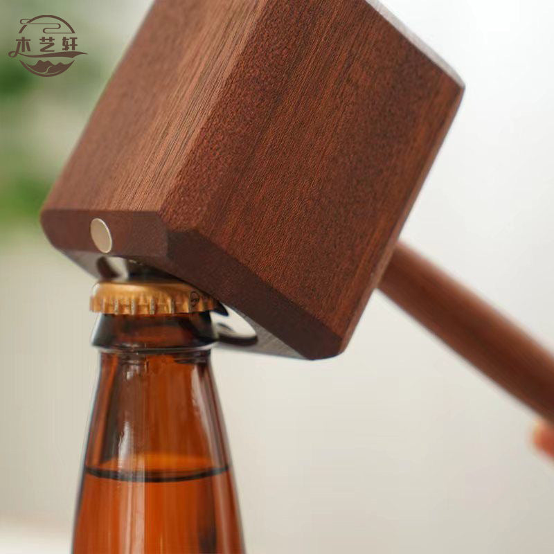 Bottle opener bottle opener beer beverage soda black walnut solid wood handle home personality creative bottle opener artifact - V.I.P Digital Presence