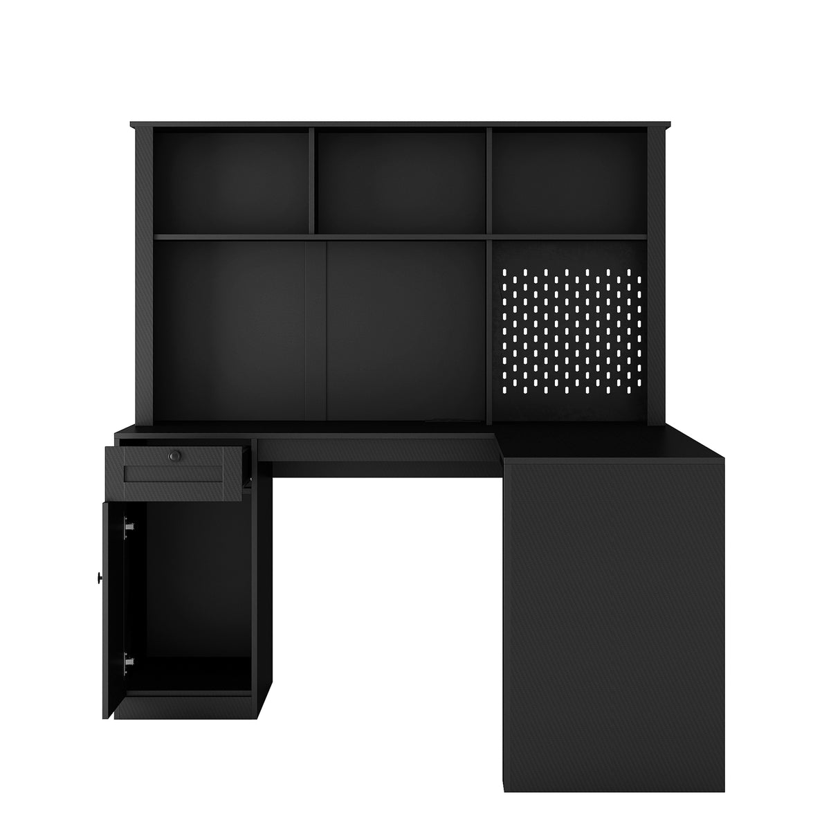 Writing desk with drawer bookshelf and charger, modern L-shaped desk with storage space, corner gaming computer desk - V.I.P Digital Presence