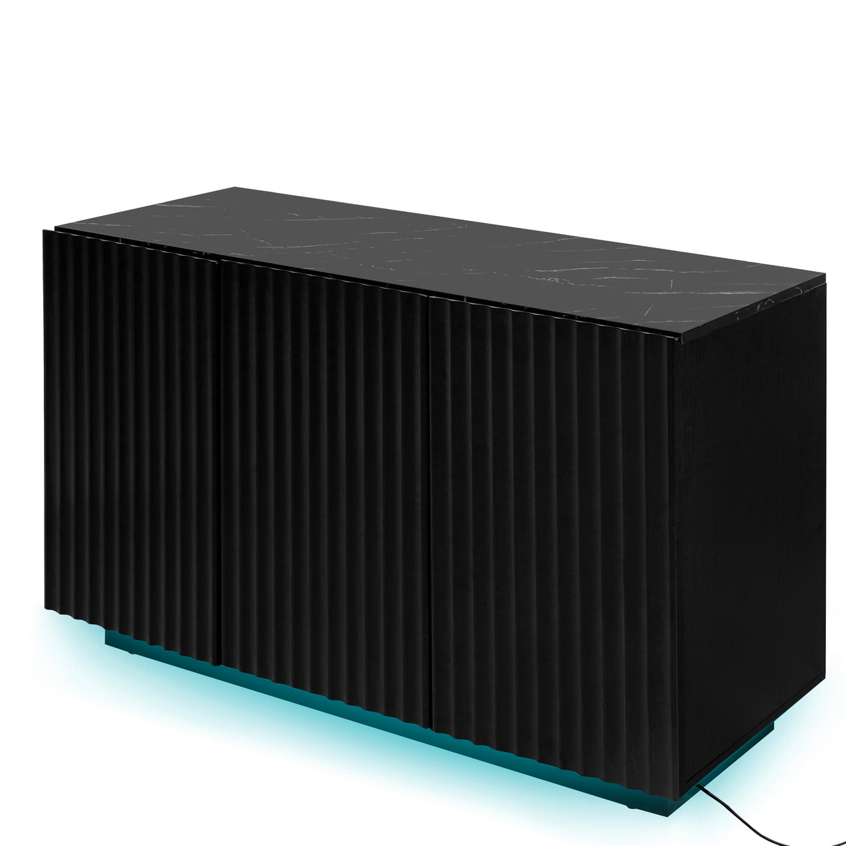 LED Carved Line 3 Door Storage Cabinet,Sideboard Buffet Cabinet With Adjustable Shelf,Large Storage Accent Cabinet - V.I.P Digital Presence