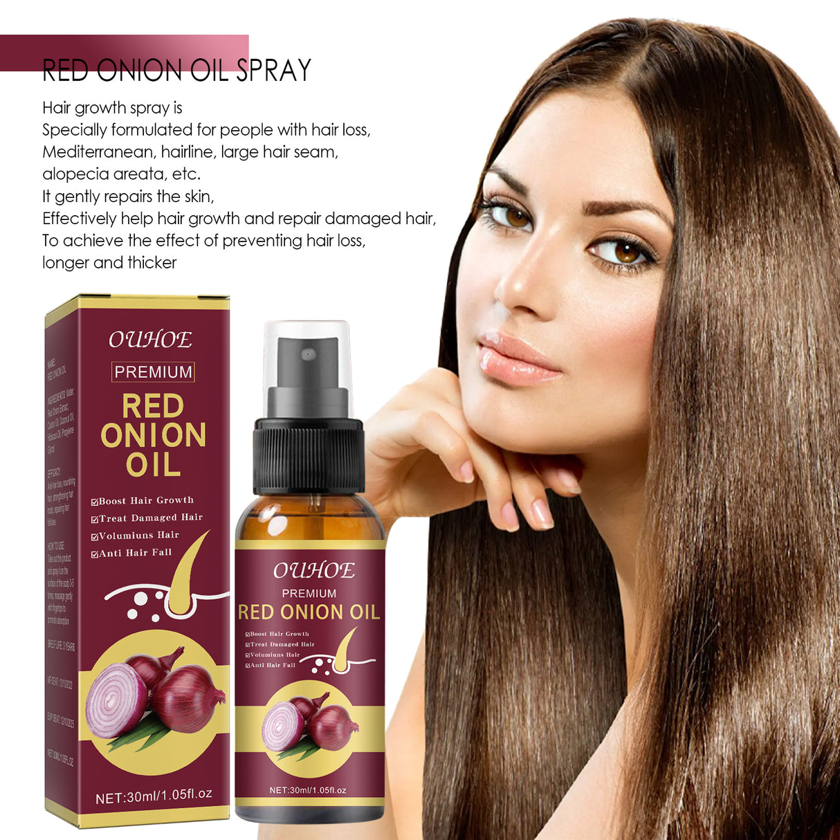 Onion Hair Growth Essential Oil, Strengthens And Hydrates Hair Growth Hair Dense Hair Care Spray - V.I.P Digital Presence