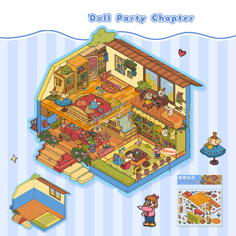 Landscape stickers large 3D stereoscopic scene collage miniature scene ledger stickers DIY stickers