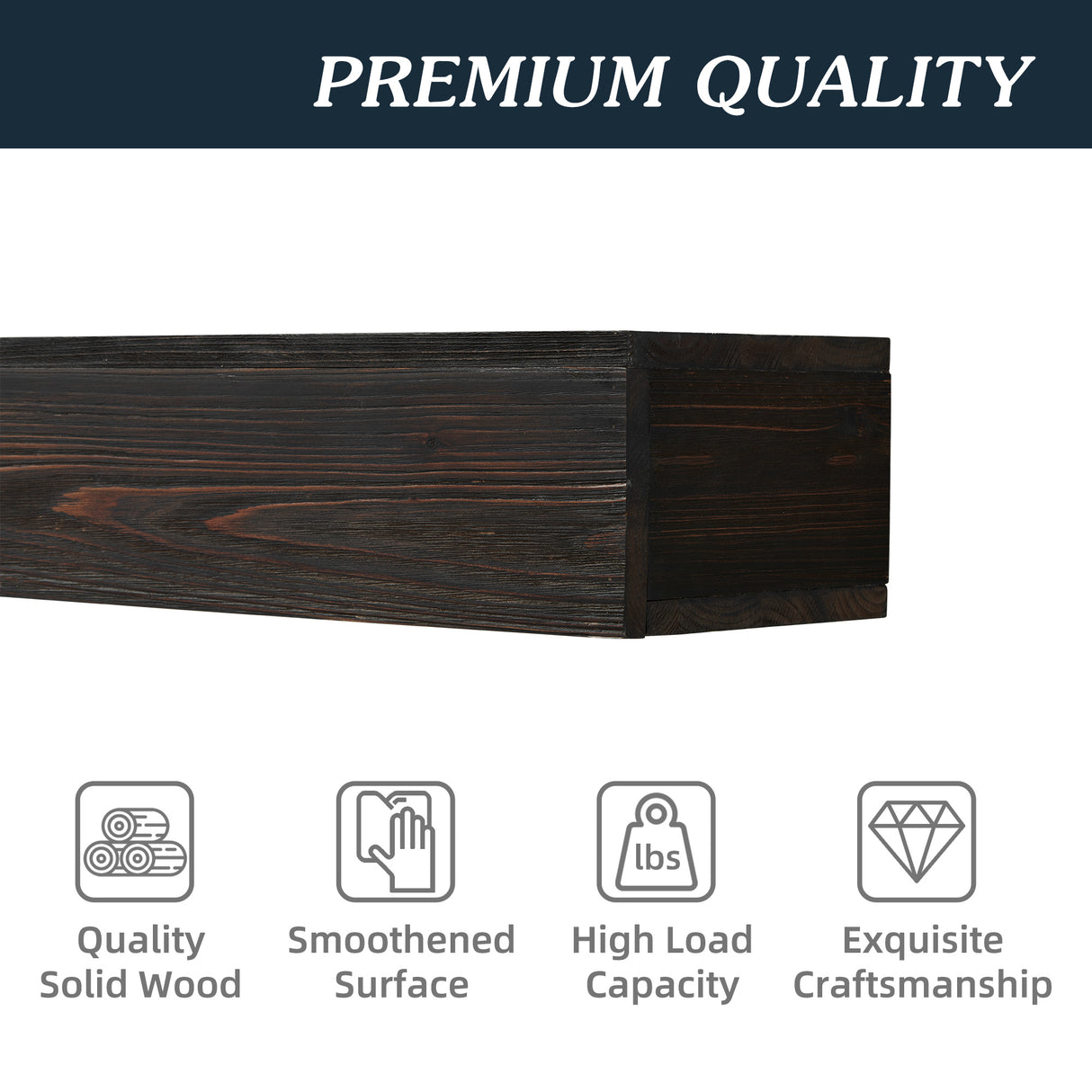 72" Rustic Wood Fireplace Mantel,Wall-Mounted & Floating Shelf for Home Decor Espresso