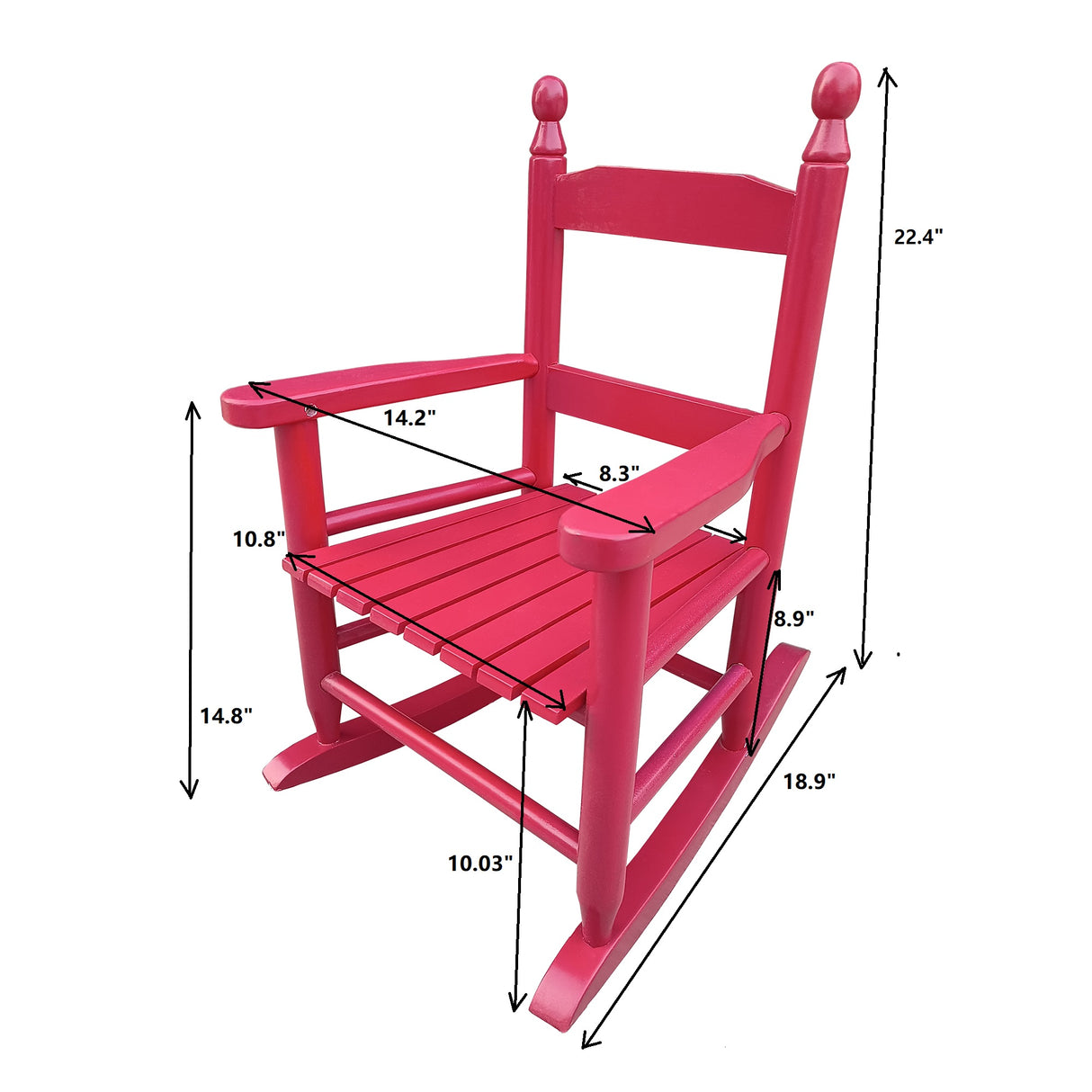 Children's rocking red chair- Indoor or Outdoor -Suitable for kids-Durable Solid Wood