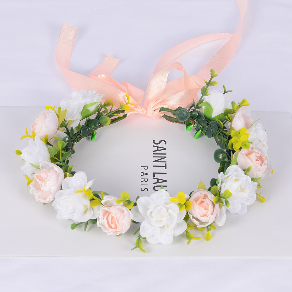 Flower garland super fairy bridal headpiece handmade simulation flower fairy headpiece wedding photography hair accessory - V.I.P Digital Presence