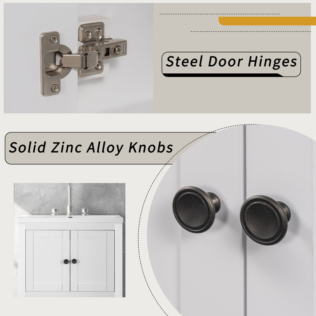 24" White Modern Sleek Bathroom Vanity Elegant Ceramic Sink with Solid Wood Frame Open Style Shelf - V.I.P Digital Presence