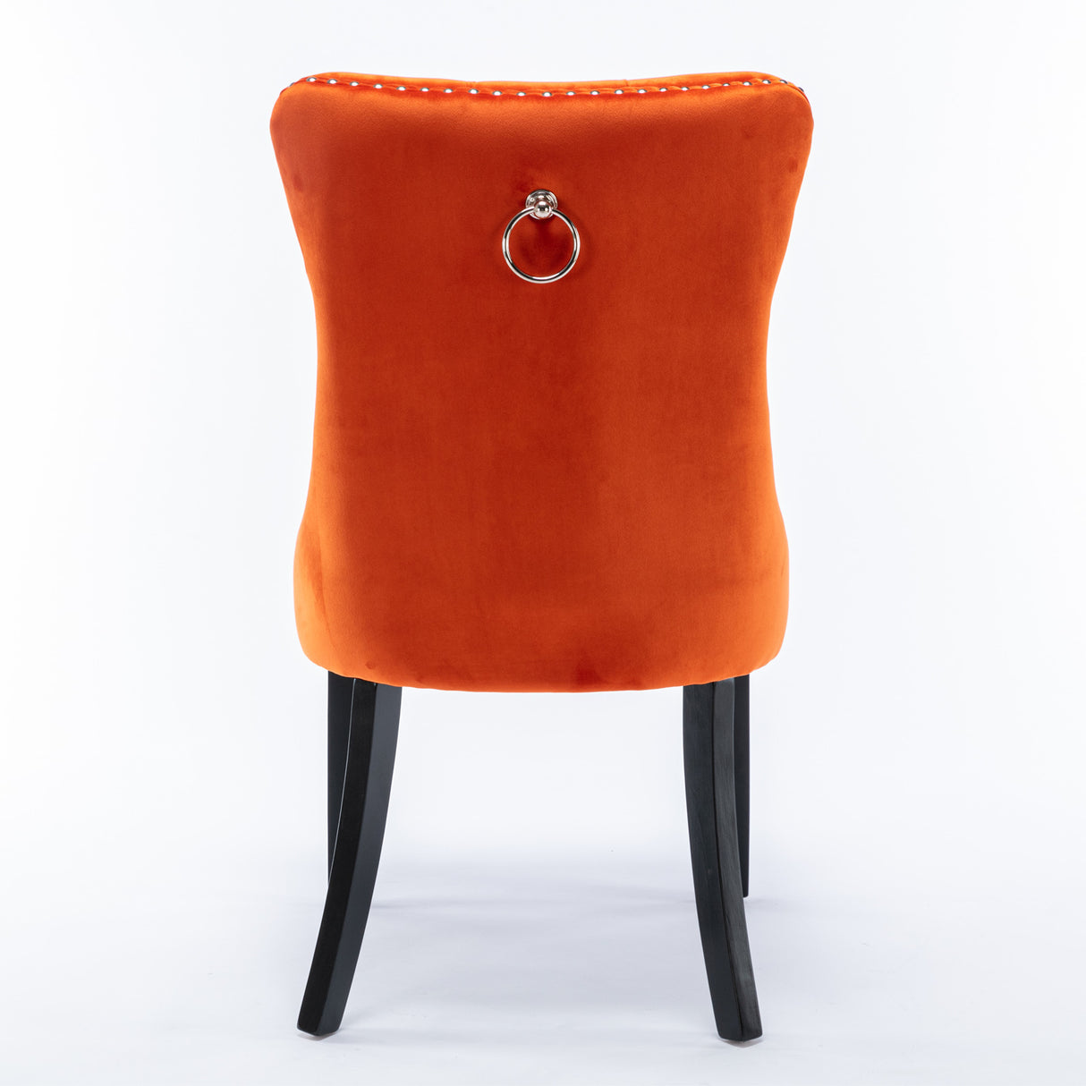 High-end Tufted Solid Wood Contemporary Velvet Upholstered Dining Chair with Wood Legs Nailhead Trim 2-Pcs Set Orange