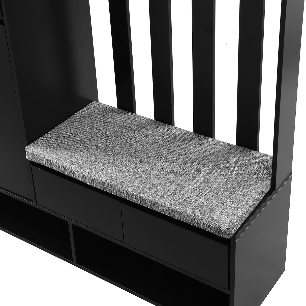 39.3'W70.8'H multifunctional corridor shoe cabinet with soft padded nail board and black hanger with entrance hook - V.I.P Digital Presence