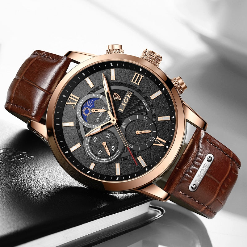LIGE Men's Watches Top Brand Luxury Men Wrist Watch Leather Quartz Watch Sports Waterproof Male Clock Relogio Masculino+Box - V.I.P Digital Presence