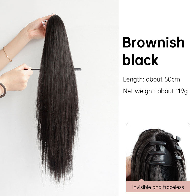 Grab clip ponytail wig female straight hair ponytail mini small grab clip ponytail long straight hair chemical fiber wig high ponytail - V.I.P Digital Presence