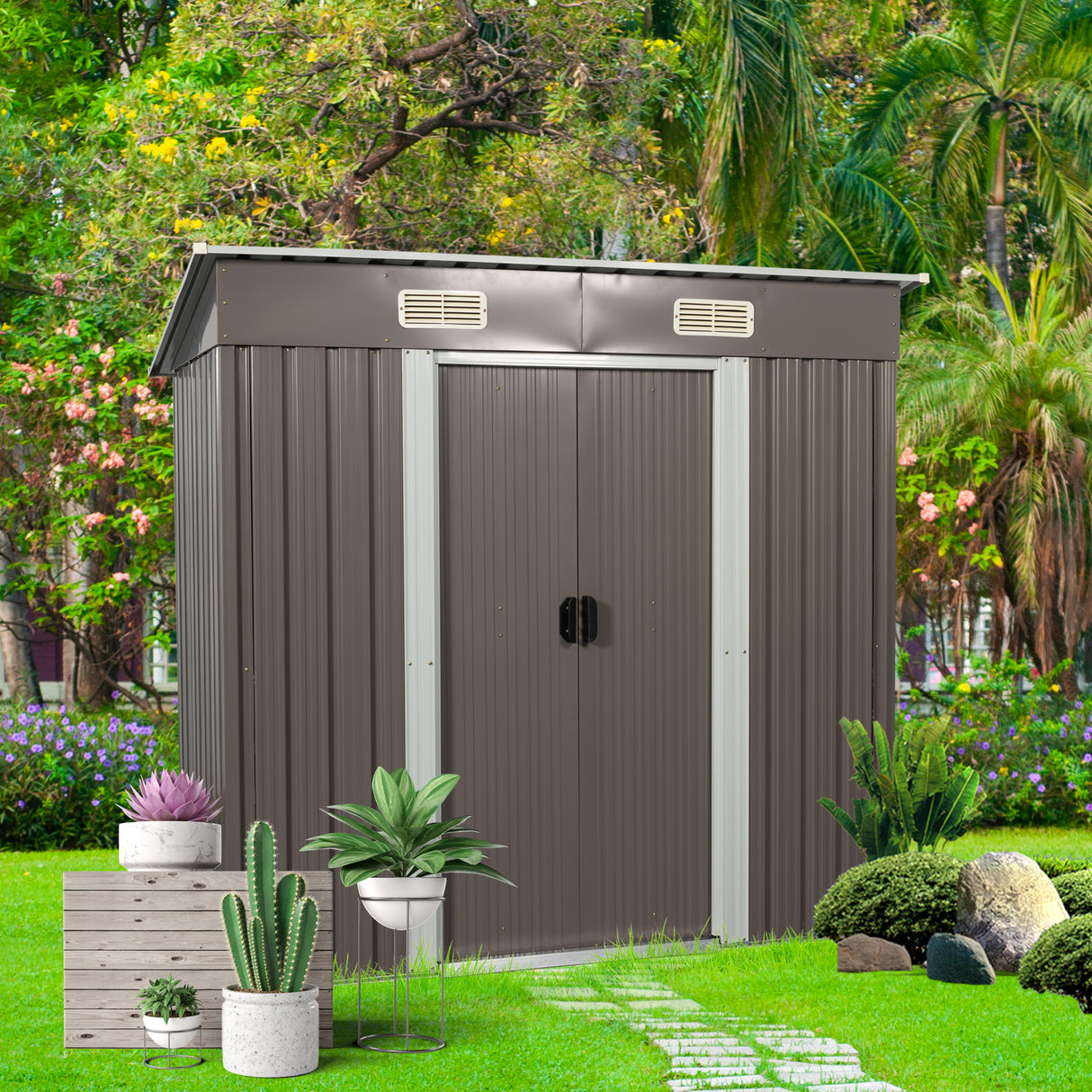 6ft x 4ft Outdoor Metal Storage Shed - V.I.P Digital Presence
