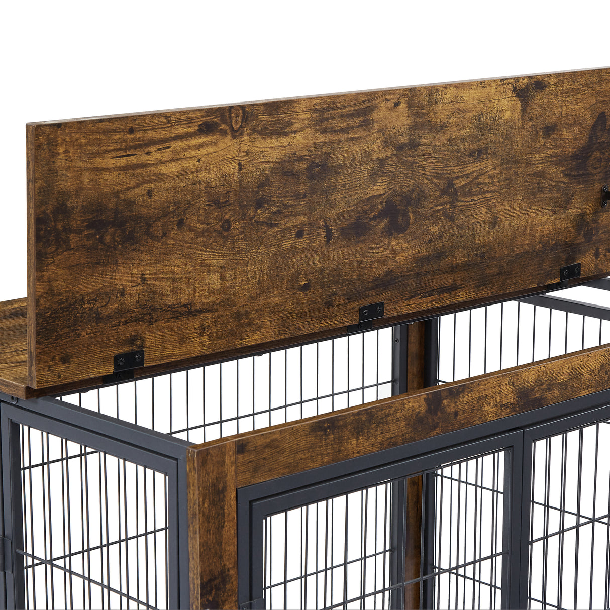 Furniture Dog Cage Crate with Double Doors, Rustic Brown, 38.58'' W x 25.2'' D x 27.17'' H - V.I.P Digital Presence