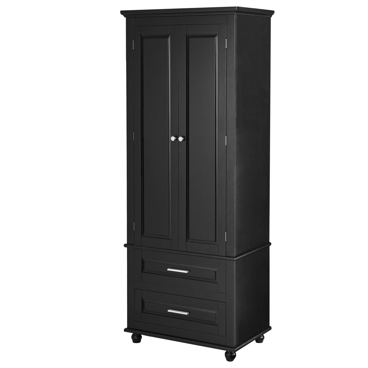 Tall Storage Cabinet with Two Drawers for Bathroom/Office, Black - V.I.P Digital Presence