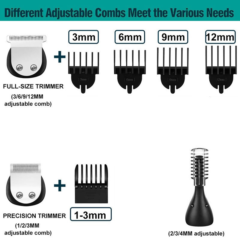 New 6 in 1 Multifunctional Hair Clippers Electric Hair Clippers Rechargeable Water Wash LCD Digital Display Haircutting Set - V.I.P Digital Presence
